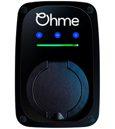 Ohme ePod untethered EV charger with compact wall-mounted design.